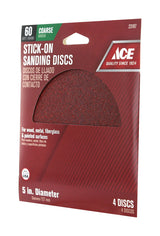 Ace 5 in. Aluminum Oxide Adhesive Sanding Disc 60 Grit Coarse 4 pk, Pack of 5