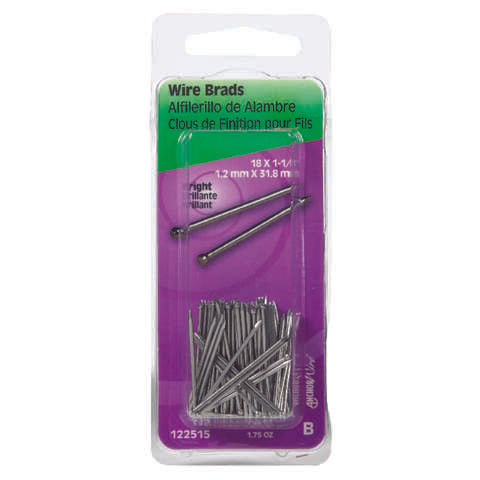 HILLMAN 18 Ga. X 1-1/4 in. L Bright Steel Brad Nails 1 pk 1.75 oz, Pack of 6