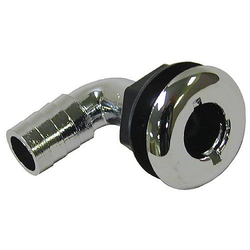 T-H Marine Brite Plate Chrome Plated 90 Degree Thru Hull For Hose