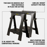 STANLEY 33 in. H X 27 in. W X 4 in. D Folding Sawhorse 1000 lb. cap. 2 pc