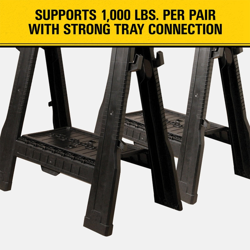 STANLEY 33 in. H X 27 in. W X 4 in. D Folding Sawhorse 1000 lb. cap. 2 pc