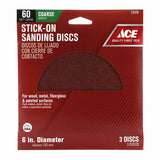 Ace 6 in. Aluminum Oxide Adhesive Sanding Disc 60 Grit Coarse 3 pk, Pack of 5