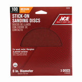 Ace 6 in. Aluminum Oxide Adhesive Sanding Disc 100 Grit Medium 3 pk, Pack of 5
