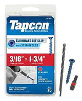 Tapcon 28355 Concrete Screw Anchor, T25 Screw, 3/16 in Dia, 1-3/4 in L, Steel, Climaseal, 75/PK