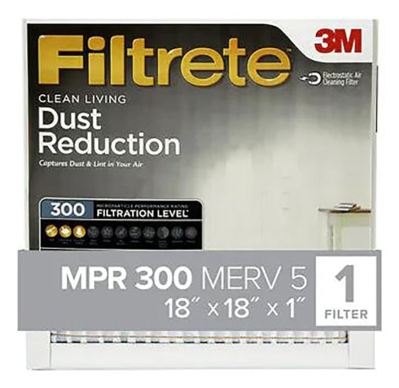 Filtrete 317-4 Air Filter, 18 in L, 18 in W, 5 MERV, 300 MPR, For: Air Conditioner, Furnace and HVAC System, Pack of 4
