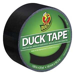 Duck 1265013 Duct Tape, Black, 8 mil Thick, 20 yd L, 1.88 in W