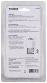ProSource HD00040L-3L Padlock, Long Shackle, 1/4 in Dia Shackle, 2-3.4 in H Shackle, Steel Shackle, Steel Body