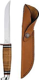 Case 381 Utility Knife with Leather Sheath, 5 in L Blade, Stainless Steel Blade, Brown/Tan Handle