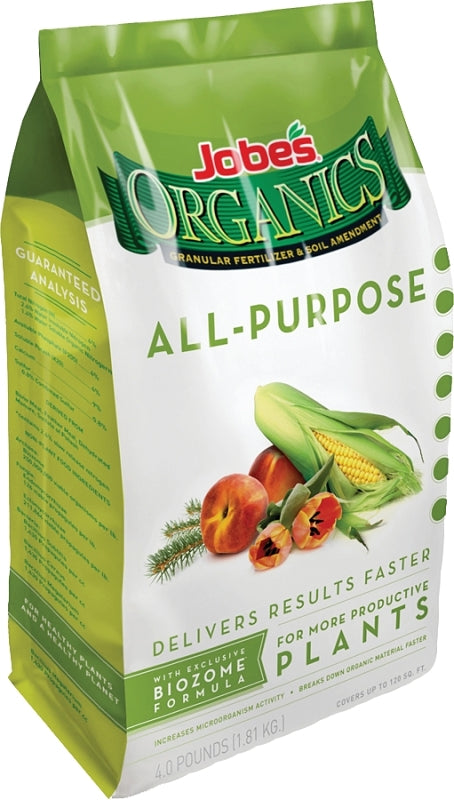 Jobes 09526 All-Purpose Organic Plant Food, 4 lb, Granular, 4-4-4 N-P-K Ratio