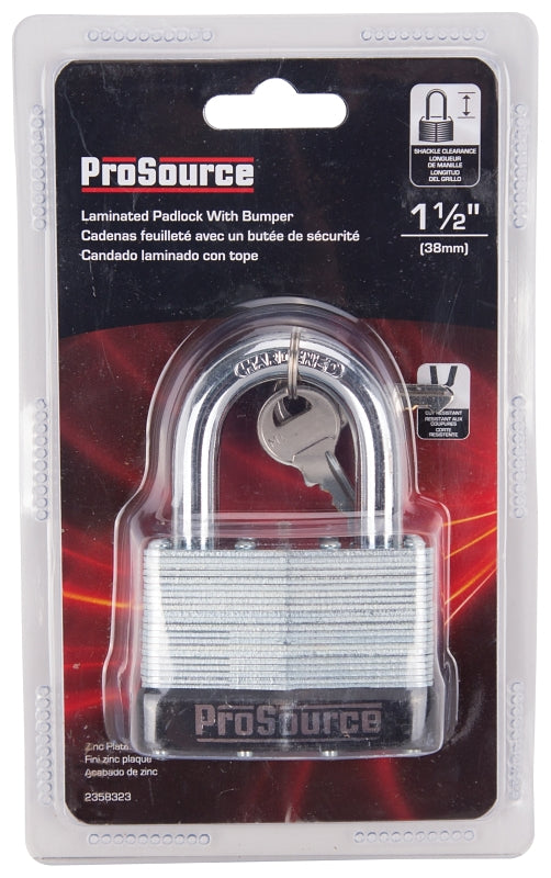 ProSource HD00030-3L Padlock, Standard Shackle, 7/16 in Dia Shackle, 2 in H Shackle, Steel Shackle, Steel Body
