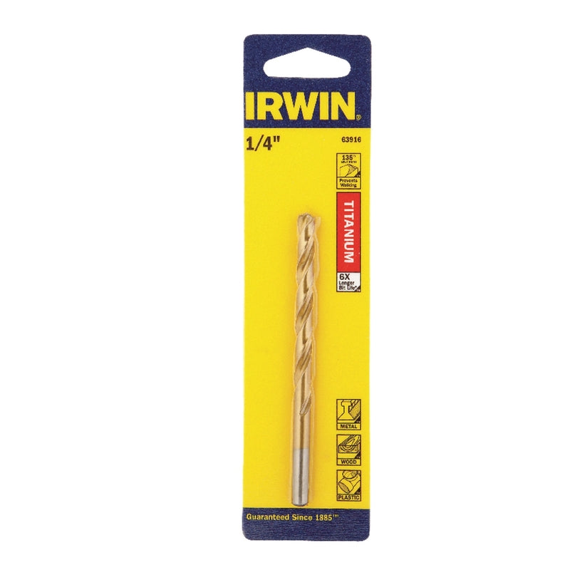 Irwin 1/4 in. X 4 in. L High Speed Steel Drill Bit Straight Shank 1 pc, Pack of 3