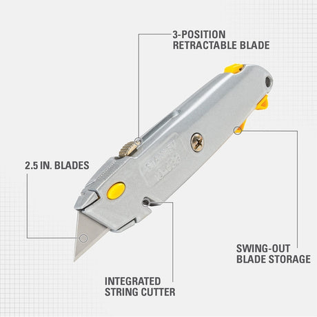 Stanley QuickChange 6-3/8 in. Retractable Utility Knife Gray 1 pk