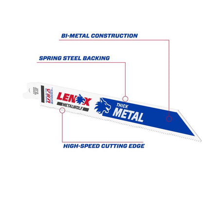 Lenox METALWOLF 8 in. Bi-Metal WAVE EDGE Reciprocating Saw Blade 14 TPI 5 pk