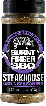 Burnt Finger BBQ OW85575 BBQ Rub, Steakhouse, 11.8 oz Bottle