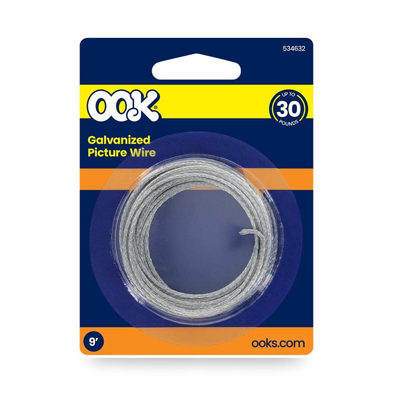 OOK 50123 Picture Hanging Wire, 9 ft L, Galvanized Steel, 30 lb, Pack of 12