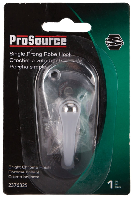 ProSource H63CH-PS Coat and Hat Hook, 22 lb, 1-Hook, 1-1/8 in Opening, Zinc, Chrome