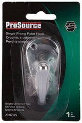 ProSource H63CH-PS Coat and Hat Hook, 22 lb, 1-Hook, 1-1/8 in Opening, Zinc, Chrome