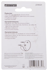 ProSource H63CH-PS Coat and Hat Hook, 22 lb, 1-Hook, 1-1/8 in Opening, Zinc, Chrome