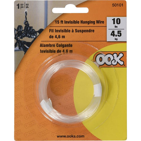 OOK 50101 Picture Hanging Wire, 15 ft L, Nylon, Clear, 10 lb, Pack of 12