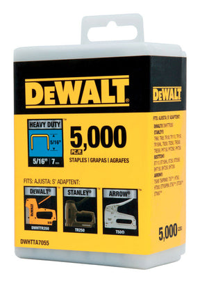 DEWALT T50 27/64 in. W X 5/16 in. L Narrow Crown Heavy Duty Staples 5000 pk