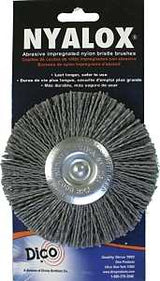 Dico 541-772-4 Mounted Wheel Brush, Nylon Bristle, 4 in Dia, 1/4 in Arbor/Shank