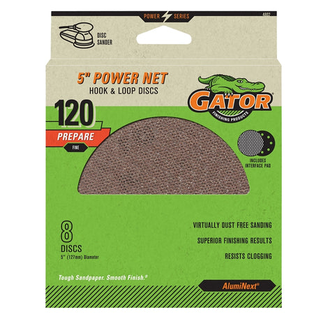 Gator 4802 Sanding Disc, 5 in Dia, 120 Grit, Fine
