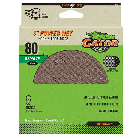 Gator 4800 Sanding Disc, 5 in Dia, 80 Grit, Medium