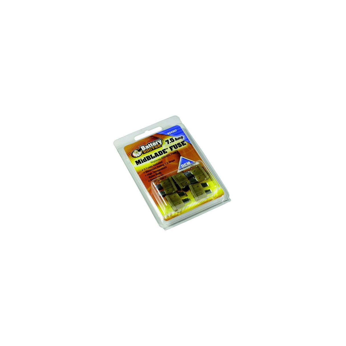 Battery Doctor Midblade ATO/ATC Fuses, 7.5A, 5/Pk