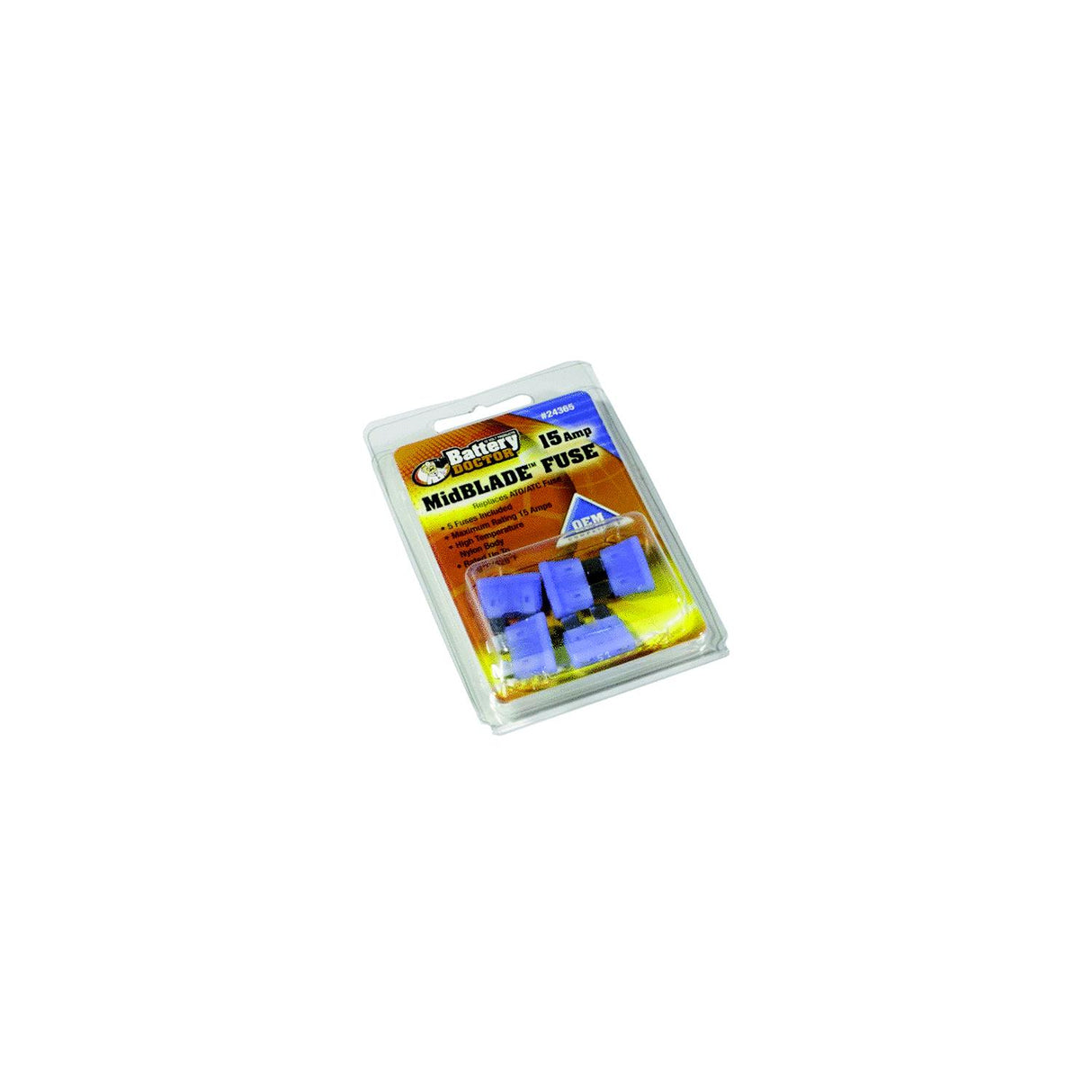 Battery Doctor Midblade ATO/ATC Fuses, 15A, 5/Pk