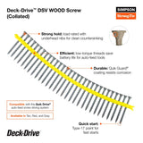 Simpson Strong-Tie Quick Drive No. 10 Sizes X 2-1/2 in. L Tan Star Ribbed Flat Head Deck Screws 1000