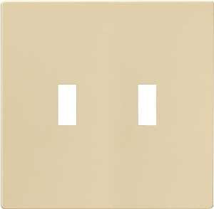 Eaton Wiring Devices PJS2V Wallplate, Mid-Size, 4-7/8 in L, 4.94 in W, 2-Gang, Polycarbonate, Ivory, High-Gloss