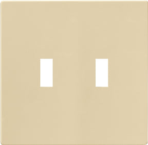 Eaton Wiring Devices PJS2V Wallplate, Mid-Size, 4-7/8 in L, 4.94 in W, 2-Gang, Polycarbonate, Ivory, High-Gloss