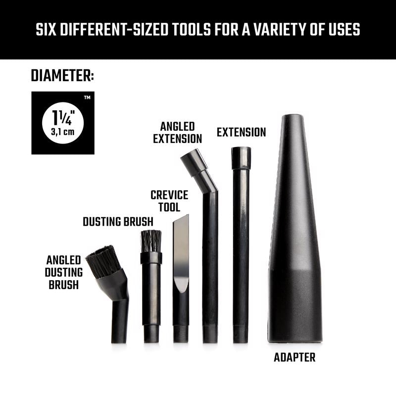 Craftsman 2 in. L X 8 in. W X 1-1/4 in. D Wet/Dry Vac Micro Cleaning Kit 6 pc