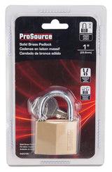 ProSource HD10040-3L Padlock, Standard Shackle, 1/4 in Dia Shackle, 1-1/4 in H Shackle, Steel Shackle, Brass Body