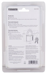 ProSource HD10040-3L Padlock, Standard Shackle, 1/4 in Dia Shackle, 1-1/4 in H Shackle, Steel Shackle, Brass Body