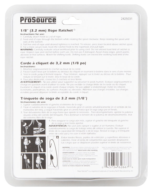 ProSource 10001-12-OI Rope Ratchet, Polypropylene/Steel, Black/Yellow