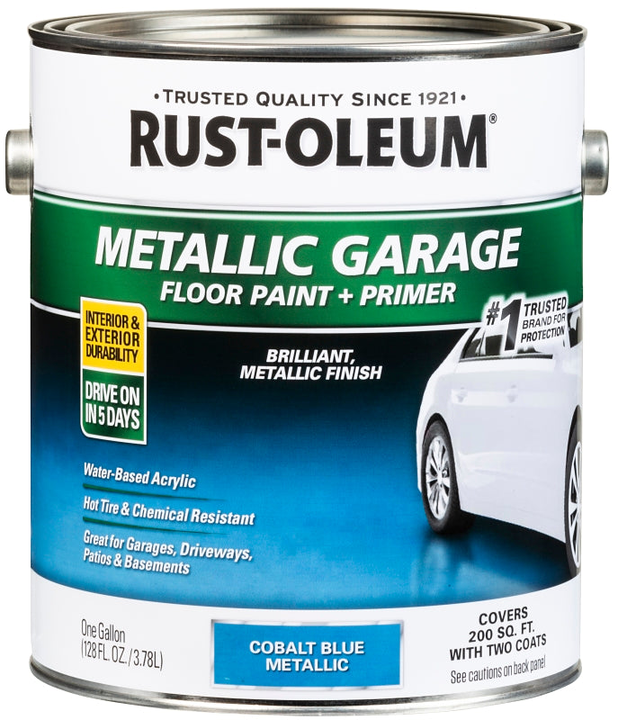 RUST-OLEUM 349354 Concrete and Garage Floor Paint, Metallic, Cobalt Blue, 1 gal, Pack of 2