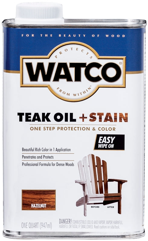 WATCO 348746 Oil and Stain, Warm Glow, Hazelnut, Liquid, 1 qt Can