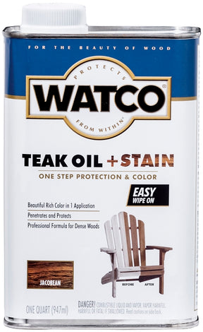 WATCO 348747 Oil and Stain, Warm Glow, Jacobean, Liquid, 1 qt Can