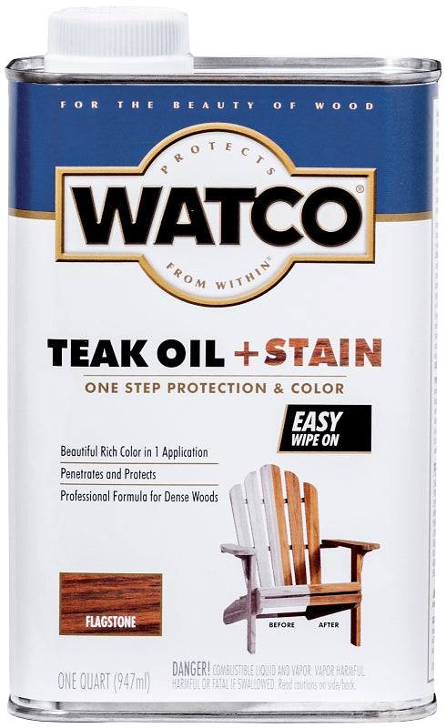 WATCO 348758 Oil and Stain, Warm Glow, Flagstone, Liquid, 1 qt Can