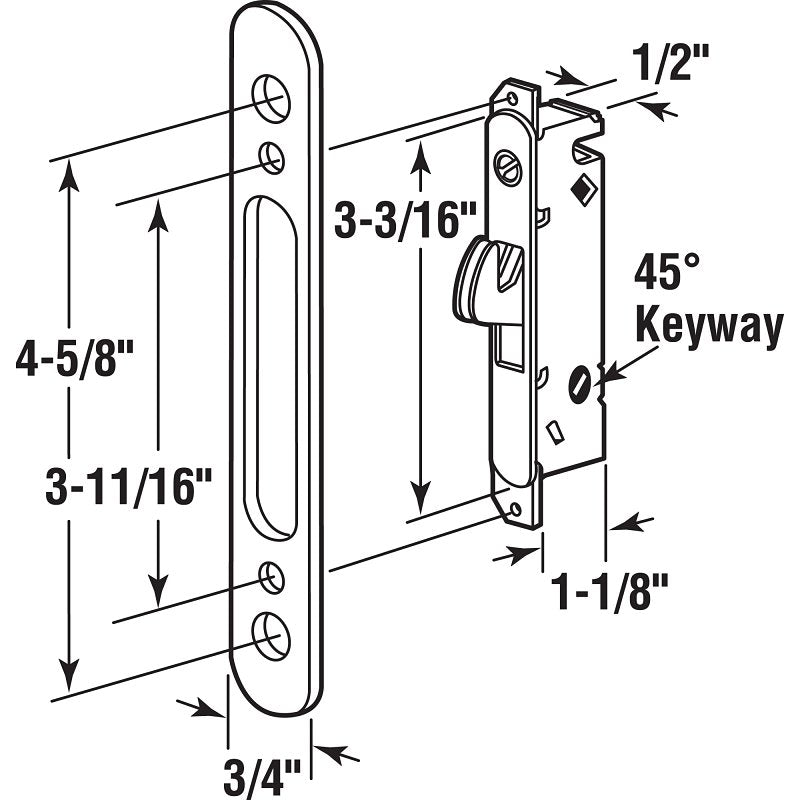 Prime-Line E 2164 Sliding Door Lock, Steel, Zinc