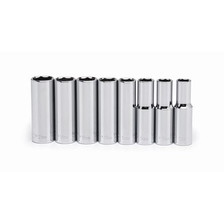 Crescent 1/2 in. X 1/2 in. drive Metric 6 Point Deep Well Socket Set 8 pc