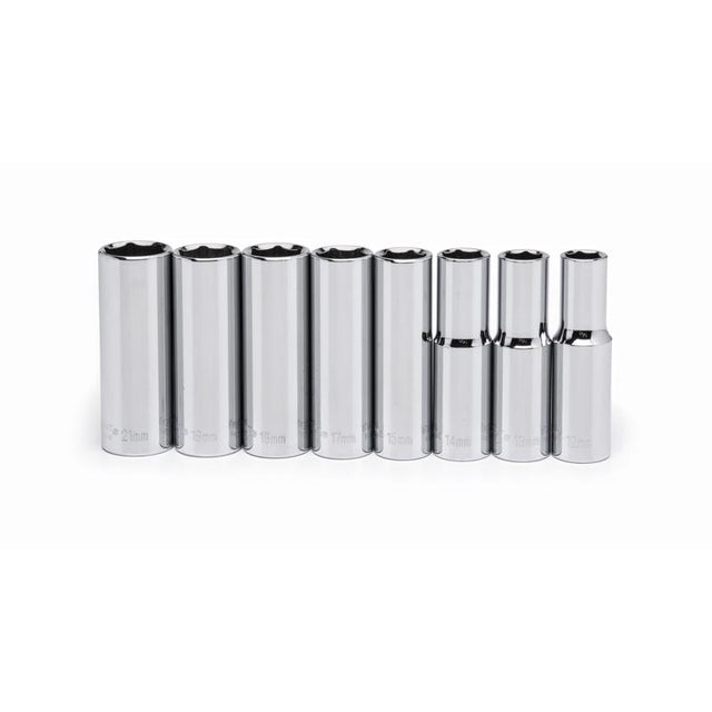 Crescent 1/2 in. X 1/2 in. drive Metric 6 Point Deep Well Socket Set 8 pc