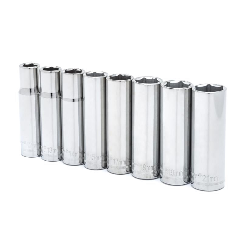 Crescent 1/2 in. X 1/2 in. drive Metric 6 Point Deep Well Socket Set 8 pc