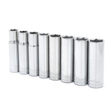 Crescent 1/2 in. X 1/2 in. drive Metric 6 Point Deep Well Socket Set 8 pc