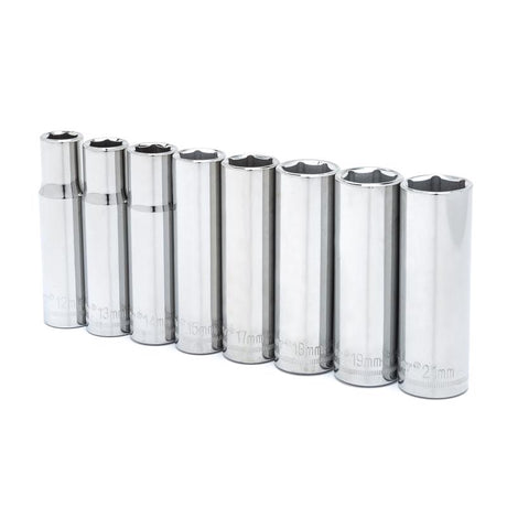 Crescent 1/2 in. X 1/2 in. drive Metric 6 Point Deep Well Socket Set 8 pc