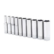 Crescent 1/4 in. X 1/4 in. drive Metric 6 Point Deep Well Socket Set 10 pc