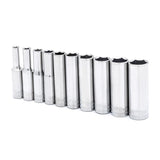 Crescent 1/4 in. X 1/4 in. drive Metric 6 Point Deep Well Socket Set 10 pc