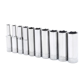 Crescent 1/4 in. X 1/4 in. drive Metric 6 Point Deep Well Socket Set 10 pc