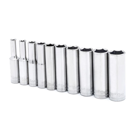 Crescent 1/4 in. X 1/4 in. drive Metric 6 Point Deep Well Socket Set 10 pc